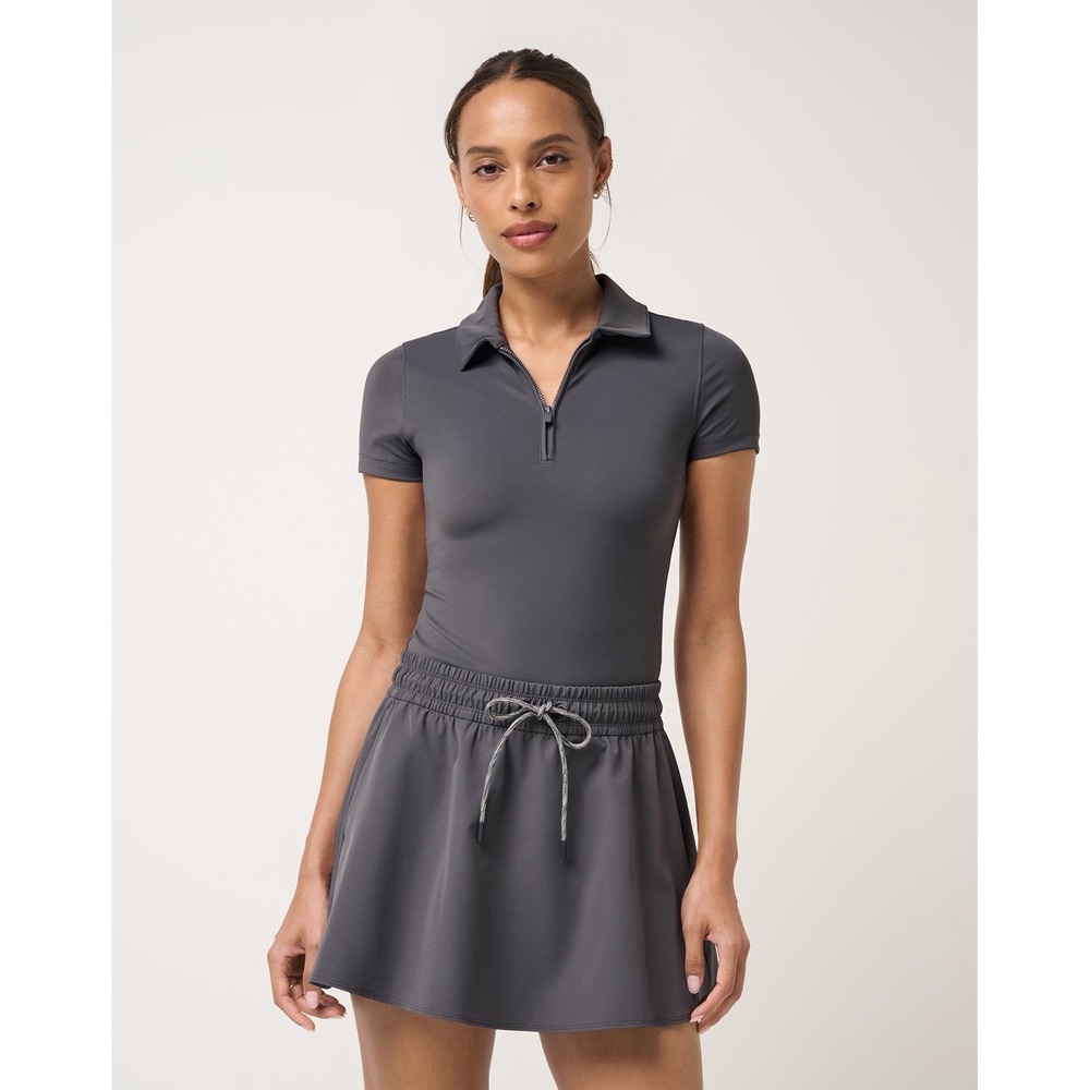 Travis Mathew Womens M Moveknit Private Lessons Golf Polo Gray Half Zip Stretch